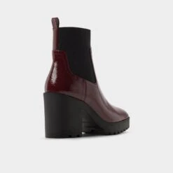 Aldo Marrgo Women's Burgundy Glossy Lug Sole Ankle Boots -The Aldo Shop product 14106415 marrgo red 606 002 053 alt1 sq gy