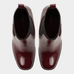Aldo Marrgo Women's Burgundy Glossy Lug Sole Ankle Boots -The Aldo Shop product 14106415 marrgo red 606 002 053 alt5 sq gy