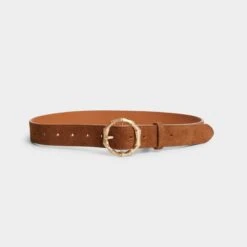 Aldo Zhahara Suede Belt with Sculpted Gold Buckle