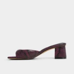 Aldo Aneky Merlot Snake-Effect Square Toe Block Heel Mules -The Aldo Shop product 14115078 aneky red 601 002 044 alt2 sq gy