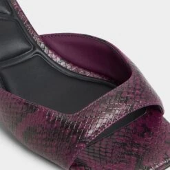 Aldo Aneky Merlot Snake-Effect Square Toe Block Heel Mules -The Aldo Shop product 14115078 aneky red 601 002 044 detail sq gy