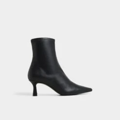 Aldo Gavamana Black Leather Kitten Heel Ankle Boots