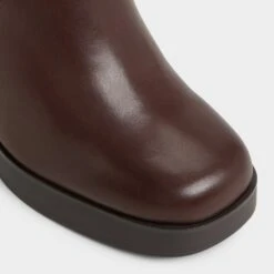 Aldo Seraphica Brown Leather Sculpted Block Heel Ankle Boots -The Aldo Shop product 14116588 seraphica brown 240 001 043 alt4 sq gy