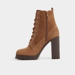 Aldo Rebelliously Women's Brown Suede Lace-Up Block Heel Boots -The Aldo Shop product 14116624 rebelliously brown 230 001 046 alt2 sq gy