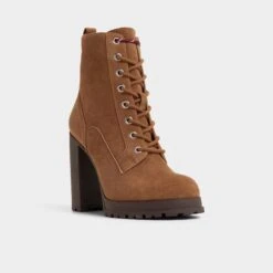 Aldo Rebelliously Women's Brown Suede Lace-Up Block Heel Boots -The Aldo Shop product 14116624 rebelliously brown 230 001 046 alt3 sq gy