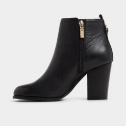 Aldo Noemia Women's Grained Leather Ankle Boots with Stacked Block Heel -The Aldo Shop product 14116982 noemia black 001 001 043 alt2 sq gy