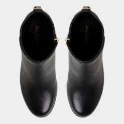 Aldo Noemia Women's Grained Leather Ankle Boots with Stacked Block Heel -The Aldo Shop product 14116982 noemia black 001 001 043 alt5 sq gy