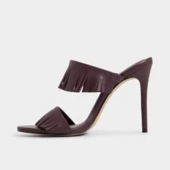Aldo Nahanie Fringe Stiletto Mules - Burgundy Pointy Toe Heels -The Aldo Shop product 14118290 nahanie red 601 001 043 alt2 sq gy