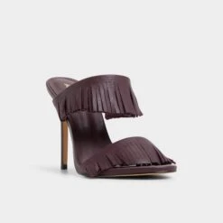 Aldo Nahanie Fringe Stiletto Mules - Burgundy Pointy Toe Heels -The Aldo Shop product 14118290 nahanie red 601 001 043 alt3 sq gy