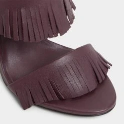Aldo Nahanie Fringe Stiletto Mules - Burgundy Pointy Toe Heels -The Aldo Shop product 14118290 nahanie red 601 001 043 alt4 sq gy