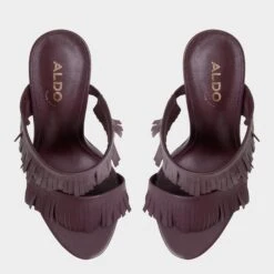 Aldo Nahanie Fringe Stiletto Mules - Burgundy Pointy Toe Heels -The Aldo Shop product 14118290 nahanie red 601 001 043 alt5 sq gy