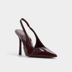 Aldo Mystie Glossy Patent Leather Slingback Heels - Bordeaux -The Aldo Shop product 14118353 mystie red 601 002 033 alt3 sq gy