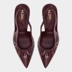 Aldo Mystie Glossy Patent Leather Slingback Heels - Bordeaux -The Aldo Shop product 14118353 mystie red 601 002 033 alt5 sq gy