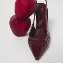 Aldo Mystie Glossy Patent Leather Slingback Heels - Bordeaux -The Aldo Shop product 14118353 mystie red 601 002 033 look part sq gy
