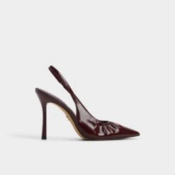 Aldo Mystie Glossy Patent Leather Slingback Heels - Bordeaux
