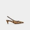 Aldo Leanah Tiger-Print Haircalf Pointed Toe Slingbacks 1 Aldo Leanah Tiger-Print Haircalf Pointed Toe Slingbacks -The Aldo Shop product 14118376 leanah brown 241 001 037 main sq gy
