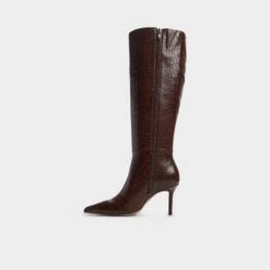 Aldo Saphiria Brown Croc-Embossed Knee-High Boots -The Aldo Shop product 14118411 saphiria brown 201 002 004 alt2 sq gy
