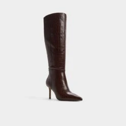 Aldo Saphiria Brown Croc-Embossed Knee-High Boots -The Aldo Shop product 14118411 saphiria brown 201 002 004 alt3 sq gy