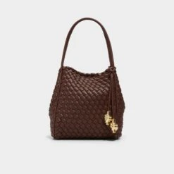 Aldo Avimaa - Woven Leather Bucket Bag in Cocoa Brown