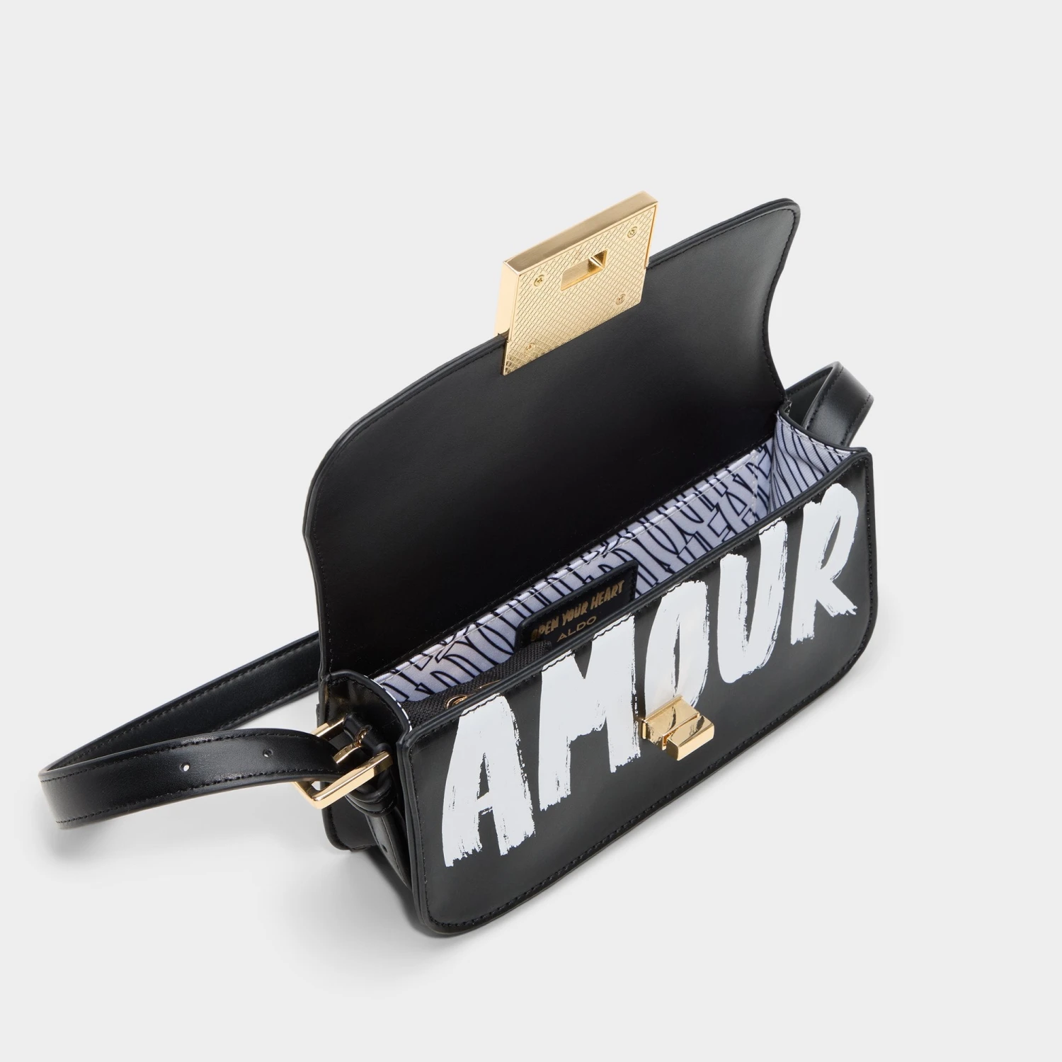 Aldo Amandyy Amour Graphic Shoulder Bag - Black 4 Aldo Amandyy Amour Graphic Shoulder Bag - Black - Image 3