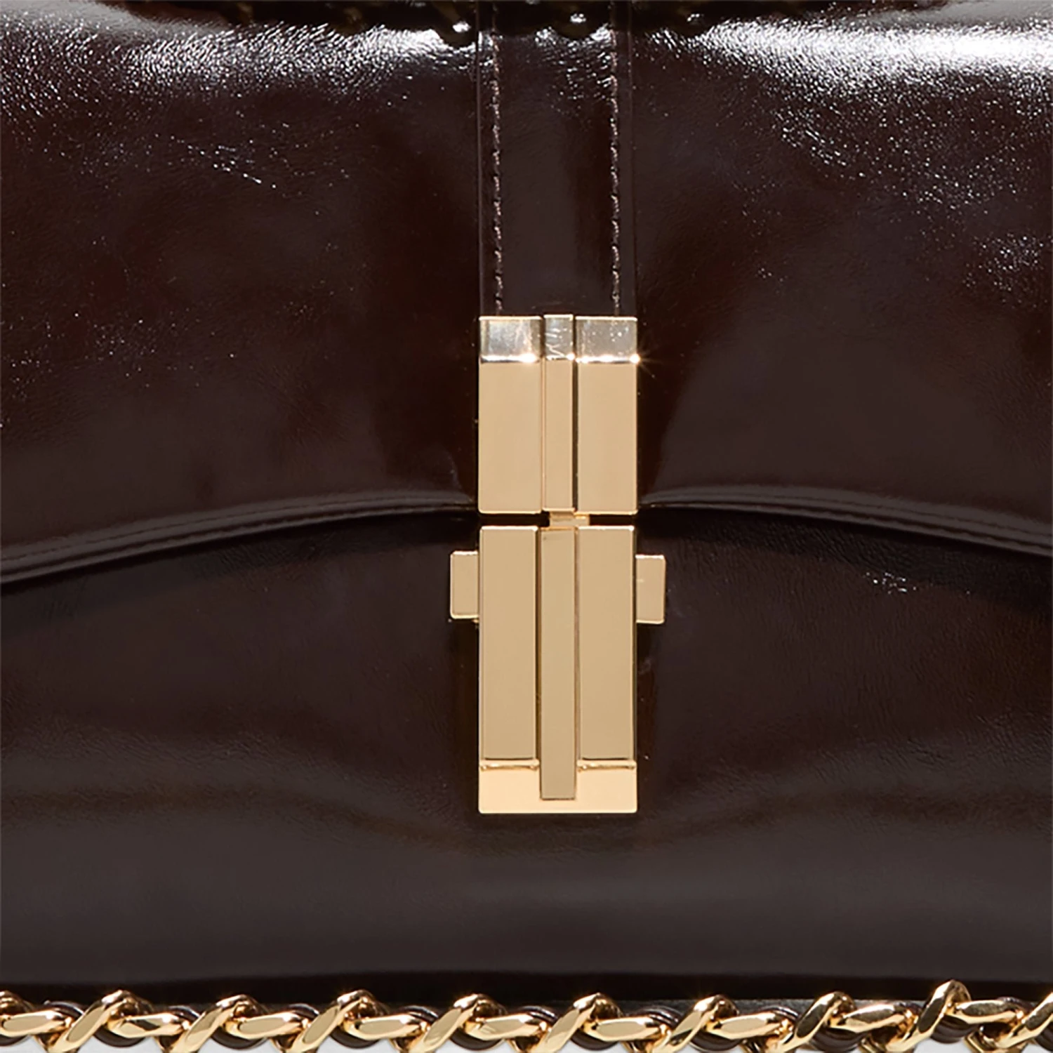 Aldo Aliciee Espresso Patent Evening Bag with Gold Push-Lock 8 Aldo Aliciee Espresso Patent Evening Bag with Gold Push-Lock - Image 6