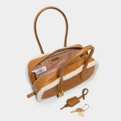 Aldo Daystromm Shearling Trim Rectangular Leather Shoulder Bag -The Aldo Shop product 14141404 daystromm brown 236 002 029 alt2 sq gy