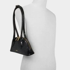 Aldo Heileyy - Glossy Croc-Embossed Demi-Lune Shoulder Bag -The Aldo Shop product 14141505 heileyy black 001 002 029 alt3 sq gy