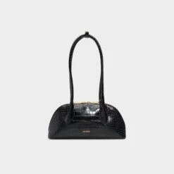 Aldo Heileyy - Glossy Croc-Embossed Demi-Lune Shoulder Bag