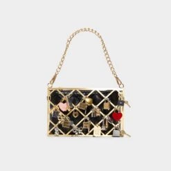 Aldo Ponddamour Quilted Leather Shoulder Bag with Charm Detailing