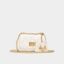 Aldo Miawhitee Diamond-Quilted Crossbody Bag with Gold Hardware