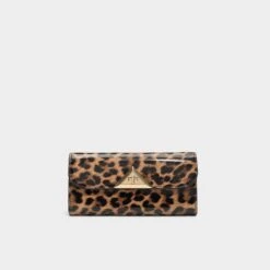 Aldo Ketziaa Leopard Print Patent Handbag with Statement Gold Clasp