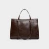 Aldo Ninetofivee - Glossy Espresso Croc Structured Tote Bag -The Aldo Shop product 14141582 ninetofivee brown 204 002 029 main sq gy