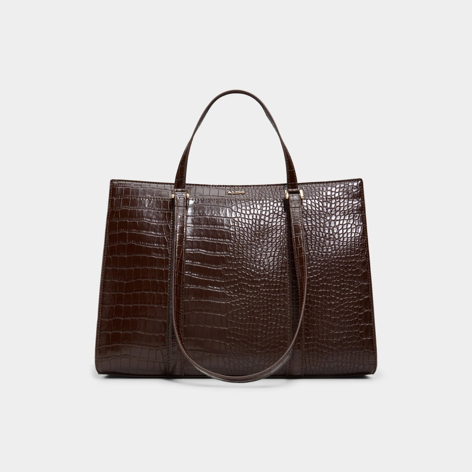 Aldo Ninetofivee - Glossy Espresso Croc Structured Tote Bag 3 Aldo Ninetofivee - Glossy Espresso Croc Structured Tote Bag