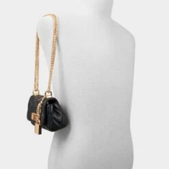 Aldo Miablackk Quilted Leather Shoulder Bag with Padlock Charm -The Aldo Shop product 14141601 miablackk black 001 002 029 alt4 sq gy