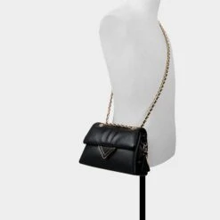 Aldo Softpuff Black Leather Crossbody Bag with Chain Detail -The Aldo Shop product 14141602 softpufff black 001 002 029 alt3 sq gy