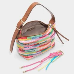 Aldo Beachbright Mini Hobo Bag - Rainbow Crochet with Tassel -The Aldo Shop product 14142112 beachbright multi 976 003 029 alt2 sq gy