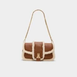 Aldo Aauralii Faux Shearling and Leather Chain Shoulder Bag