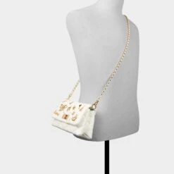 Aldo Kirstynn Quilted Charm Shoulder Bag - Pearl White -The Aldo Shop product 14143692 kirstynn white 100 002 029 alt3 sq gy