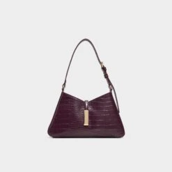 Aldo Julietta Burgundy Croc-Embossed Shoulder Bag