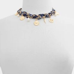 Aldo Goodluckcharms Navy Bandana and Gold Chain Charm Bracelet 6 Aldo Goodluckcharms Navy Bandana and Gold Chain Charm Bracelet -The Aldo Shop product 14145096 goodluckcharms blue 410 alt1 sq gy