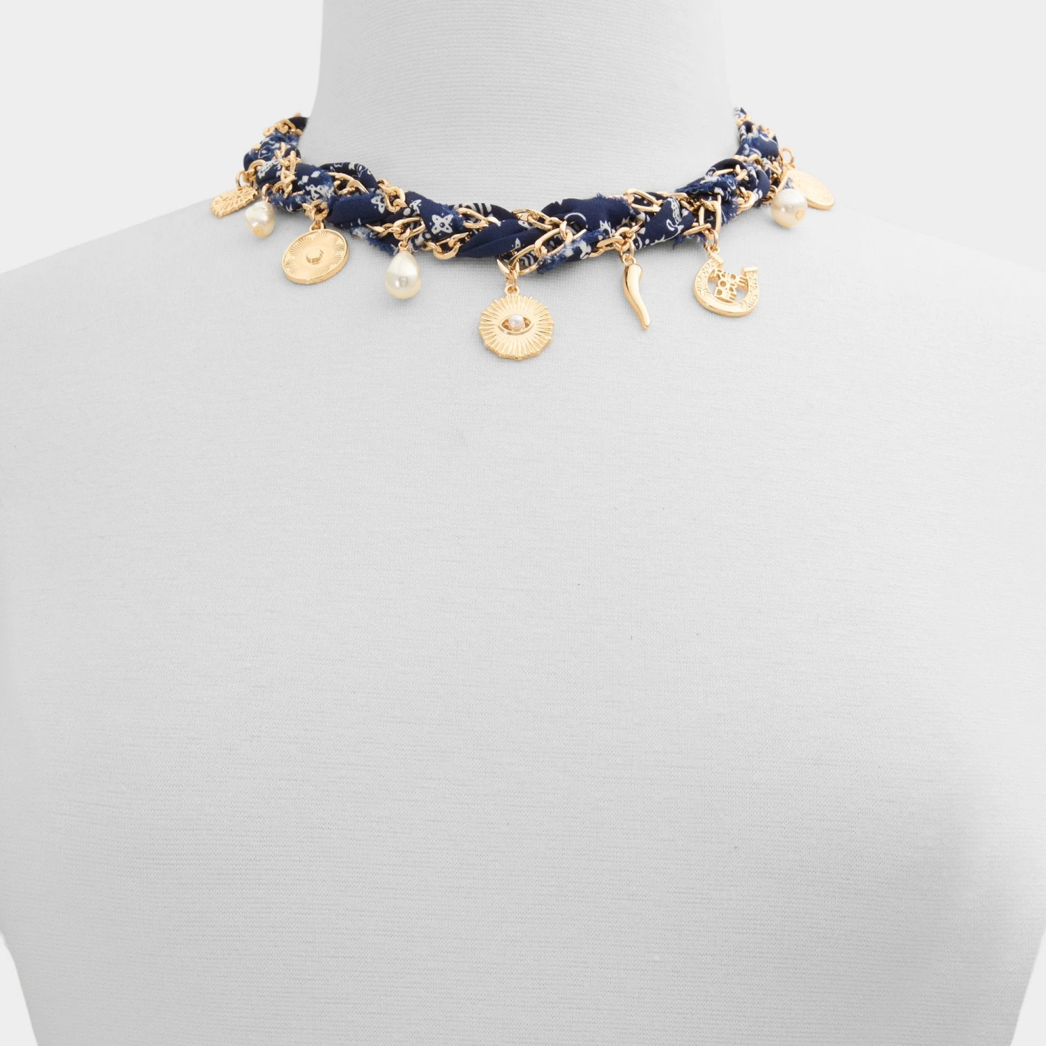 Aldo Goodluckcharms Navy Bandana and Gold Chain Charm Bracelet 4 Aldo Goodluckcharms Navy Bandana and Gold Chain Charm Bracelet - Image 2