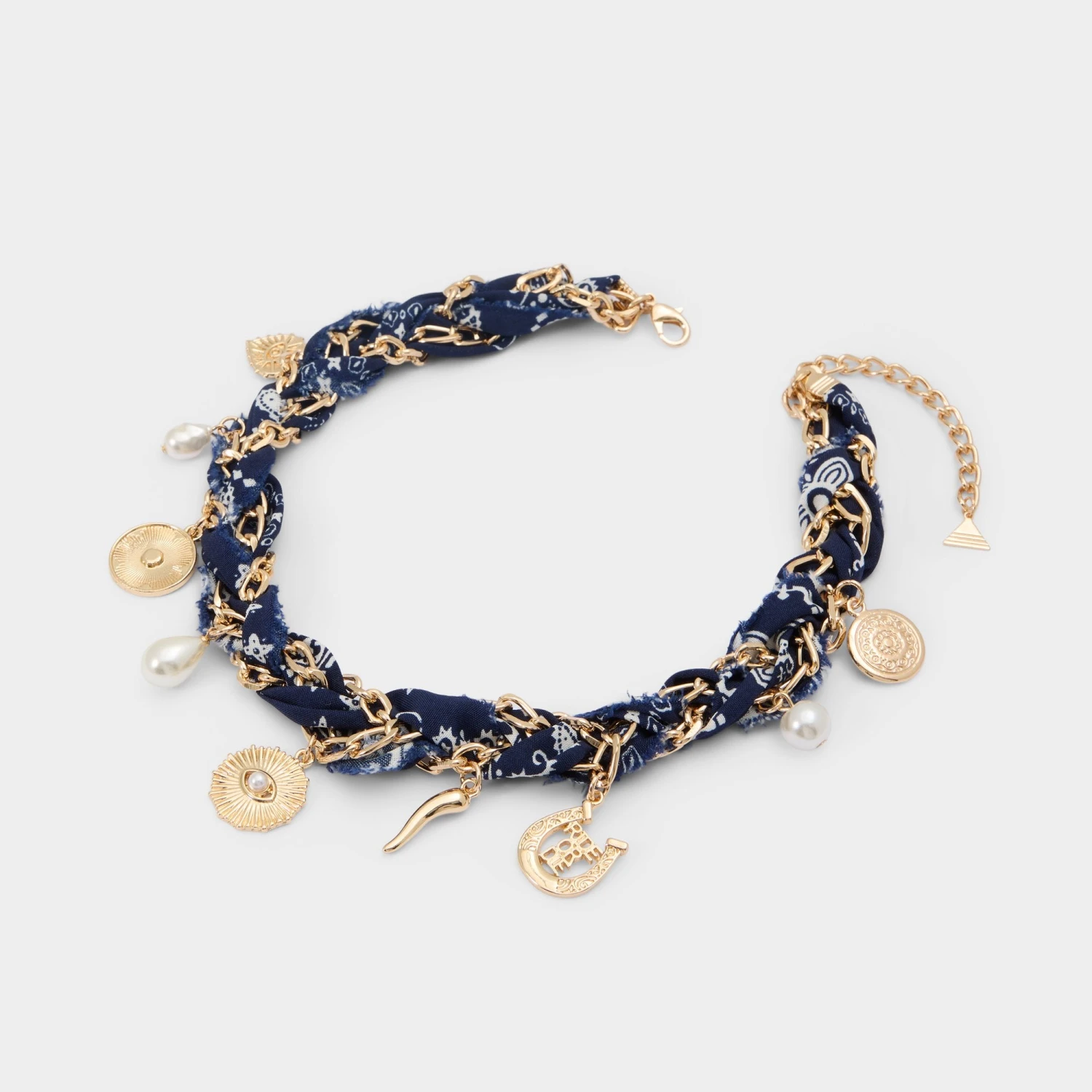 Aldo Goodluckcharms Navy Bandana and Gold Chain Charm Bracelet 3 Aldo Goodluckcharms Navy Bandana and Gold Chain Charm Bracelet