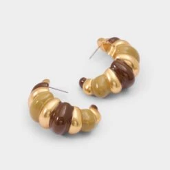Aldo Samarra Brown Resin Croissant Hoop Earrings