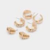 Aldo Triplecharm Striped Croissant Hoop Earring Set