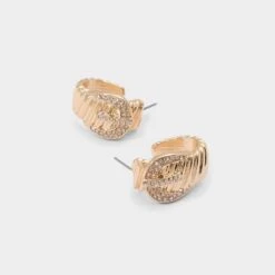 Aldo Cintura Sculptural Rhinestone Huggie Hoop Earrings