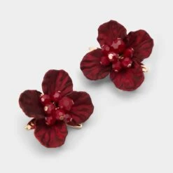 Aldo Bamey - Bordeaux Floral Corsage Stud Earrings
