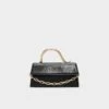 Aldo Daphnei - Snake-Embossed Micro Bag with Sculptural Gold Handle -The Aldo Shop product 14151853 daphnei black 001 002 029 main sq gy