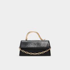 Aldo Daphnei - Snake-Embossed Micro Bag with Sculptural Gold Handle