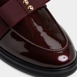 Aldo Bissom Women's Burgundy Patent Loafers with Grosgrain Bow -The Aldo Shop product 14151919 bissom brown 201 002 033 detail sq gy