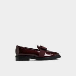 Aldo Bissom Women's Burgundy Patent Loafers with Grosgrain Bow